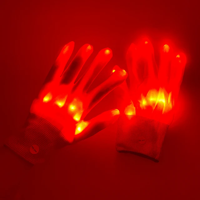1Pair LED Gloves Halloween Skull Finger Gloves Rave Costume For Stage Show Performance Halloween Party Skeleton Cosplay Props 1