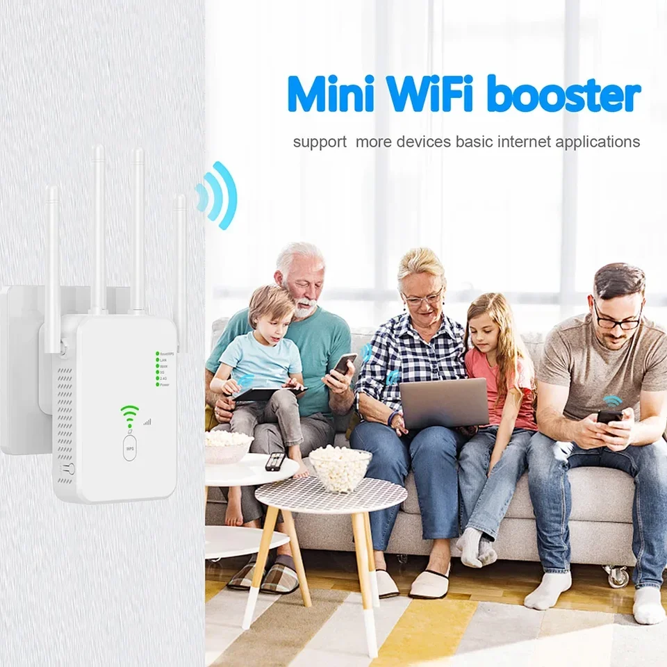 Ripetitore WiFi 1200Mbps Dual Band - Amplificatore Segnale Con 4 Antenne, Modalit&agrave; AP/Router, Easy Setup