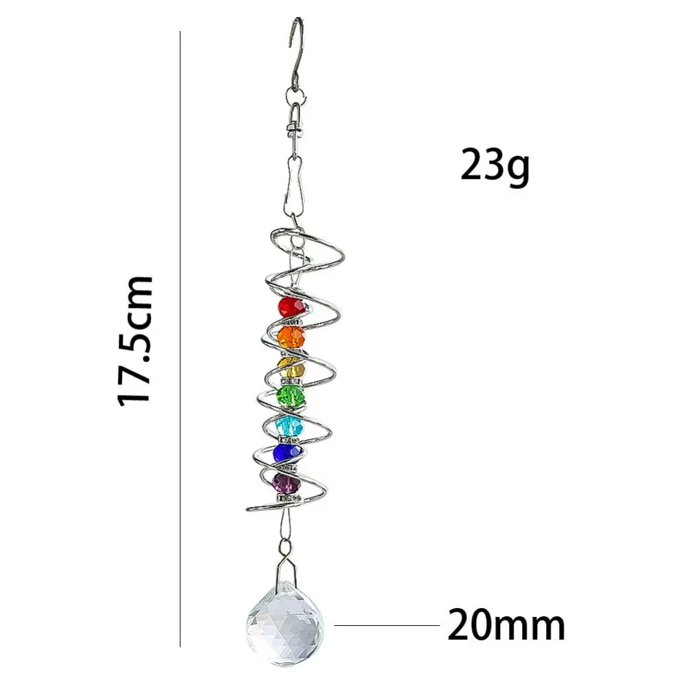 Creative 3D Spiral Tailwind Crystal Suncatcher Rotating Rainbow Maker Spinning Crystal Ball Eternal Power Pendant for Outdoor