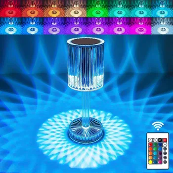 LED 야간 조명 충전식 다이아몬드 아크릴 테이블 램프, 창의적인 터치 센서, 레스토랑 바, 데스크탑 장식 책상, 선물용
