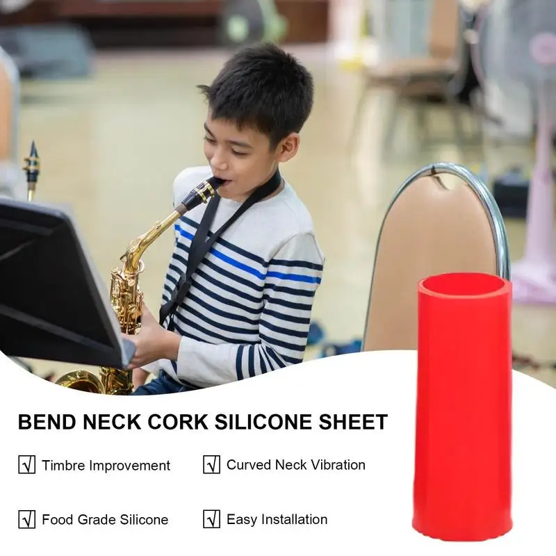 Saxophone Neck Silicone Cover Sax Curved Neck Protector Airtight Silicone Tube Airtight Safe Saxophone Cork Sleeve