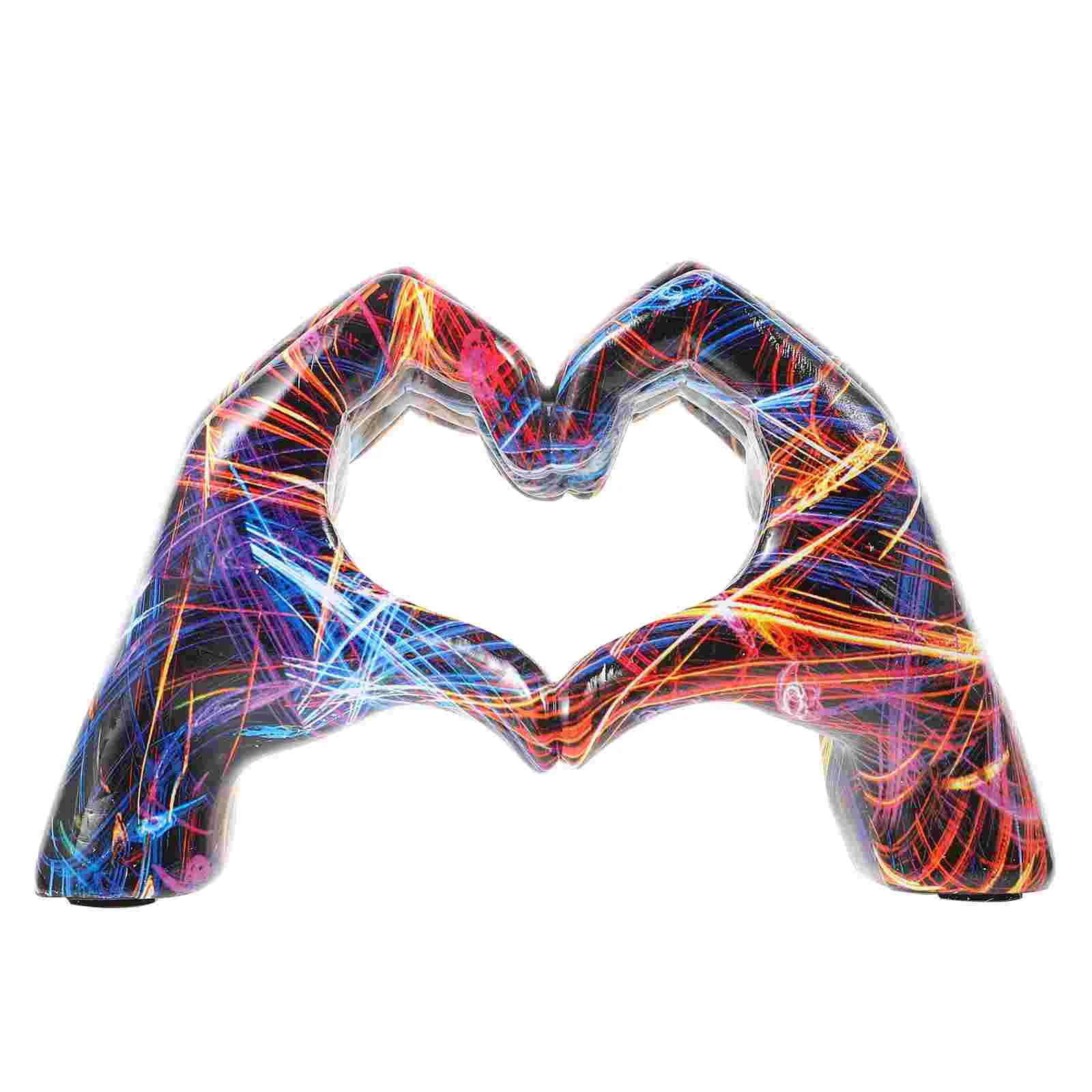 

Love Gesture Ornaments Resin Heart Hand Statue Crafts For Home Decor Halloween Finger Decorative Synthetic Desktop Office