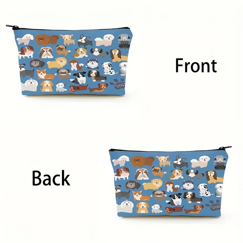 1pc Cartoon Dog Cosmetic Bag Spacious Travel Makeup Bag with Portable Zipper Pouch Easy Access Toiletry  for Women Daily Use 4