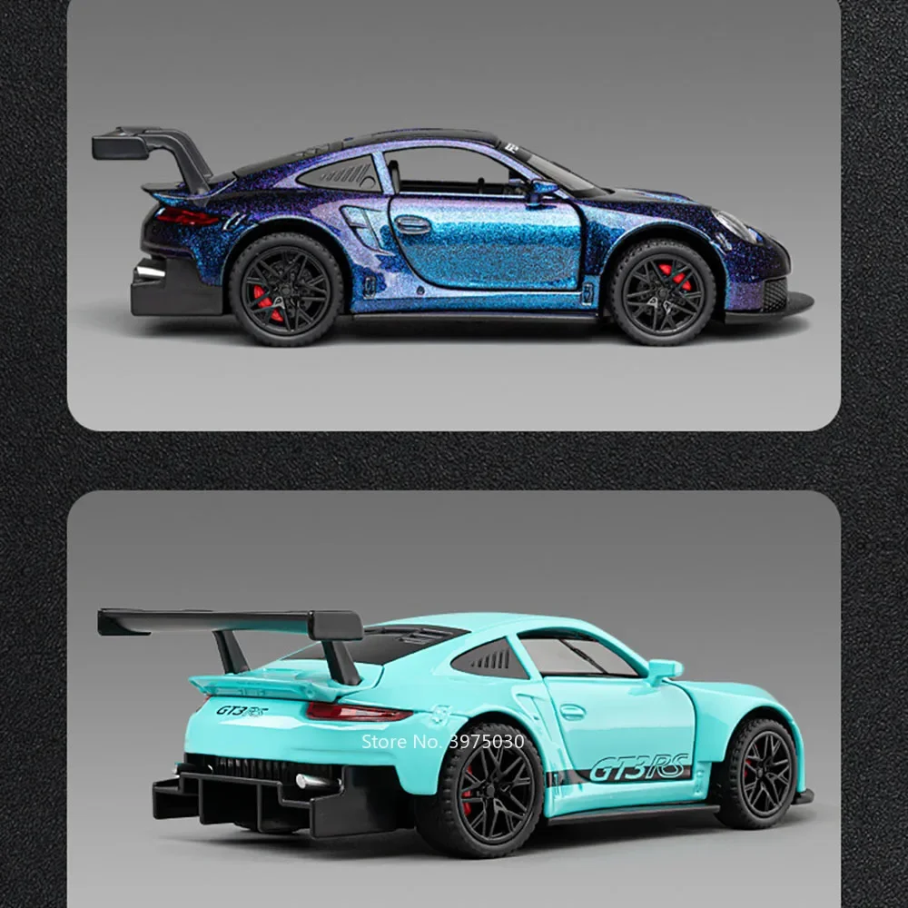 1:32 합금 다이캐스트 GT3 RS 장난감 자동차 모델 휠 풀백 4 도어 오픈 Supercar 라이트 사운드 스포츠카 어린이 성인 선물