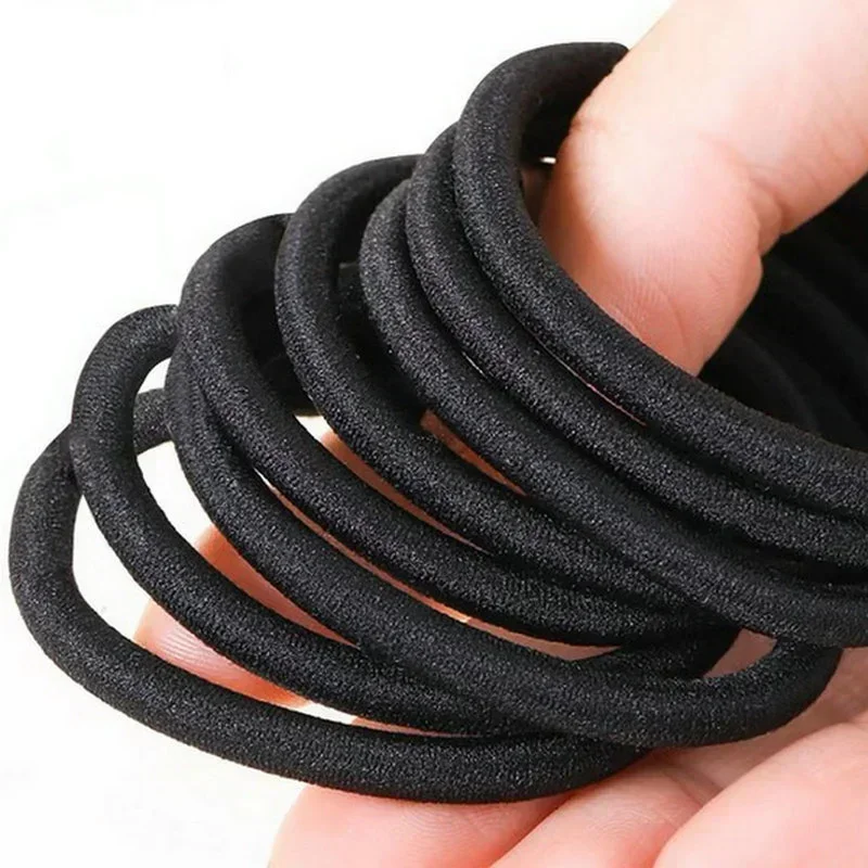 50/100/150 Uds. Bandas Negras Para El Cabello Para Mujer Y Niñas, Banda De Goma Elástica Alta, Lazos Para El Cabello, Coleteros, Accorios - AliExprs