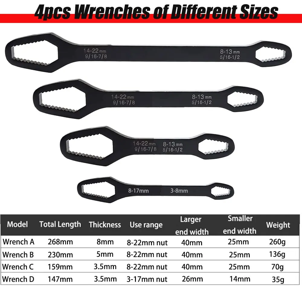Clé Torx Universelle Double Tête - Auto-serrante - De 8 à 22 Mm - Acier Chrome Vanadium - NEUVE
