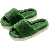 Thick Fluffy Fur Slippers For Women Winter House Warm Furry Slippers Women Flip Flops Home Slides Flat Indoor Floor Shoes - Image 5
