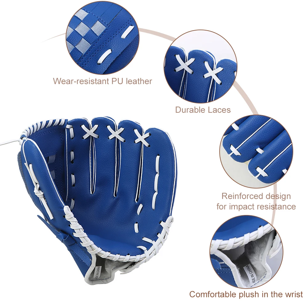 Outdoor Sport Baseball Glove 10.5/11.5/12.5 Inch For Kids Youth Adults Left Hand Baseball Practice Glove Finger Cover