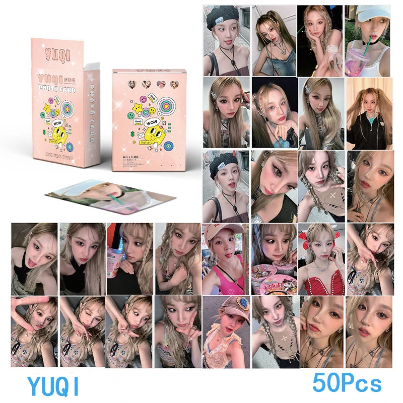 

50pcs KPOP Gidle Album Laser LOMOcard Song Yuqi Minnie MIYEON (G)I-DLE Hologram Card SOOJIN YUQI Girl Gift Postcard Photo Card