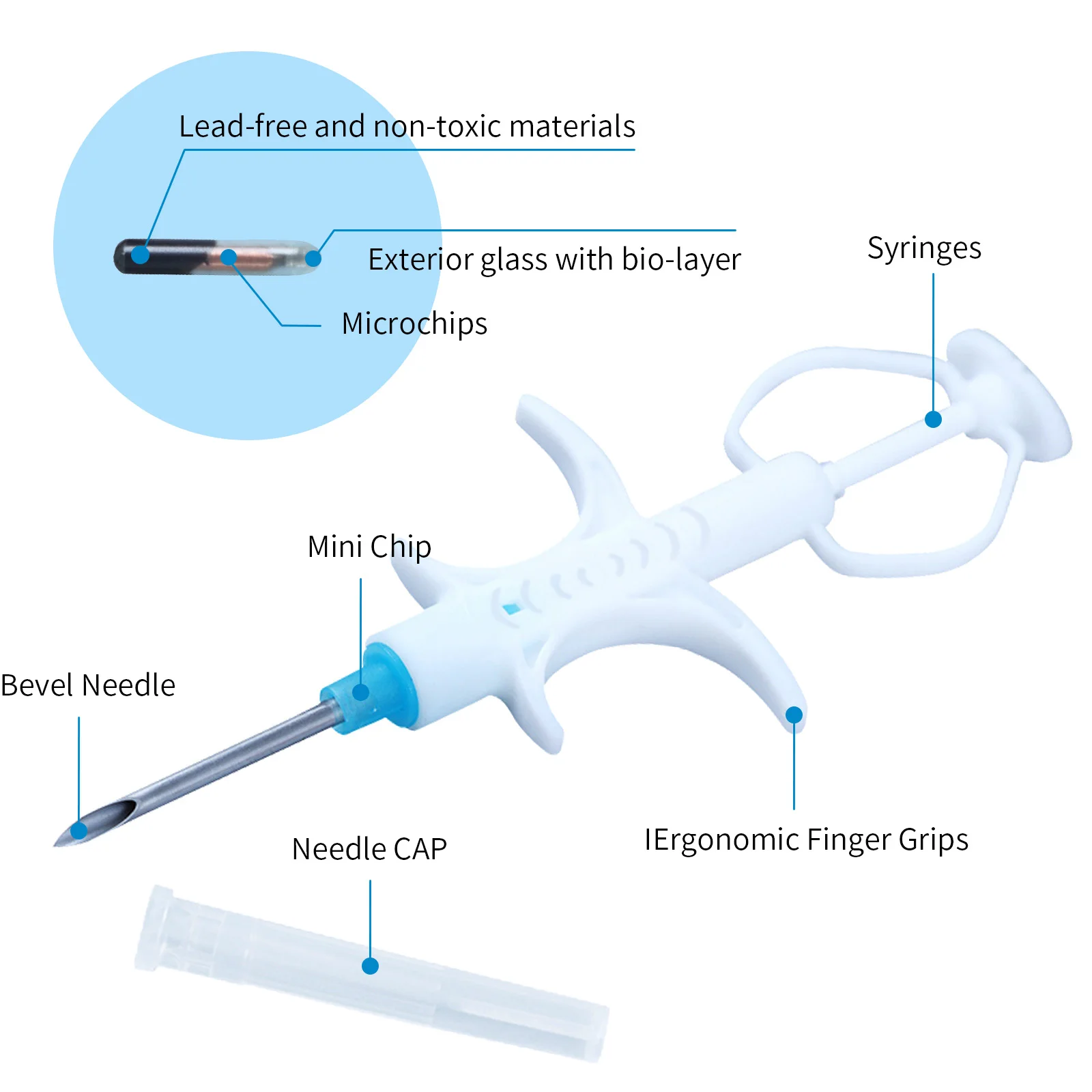 Pet Microchips 1.4x8mm ISO11784/785 FDX-B cat dog snake syringe x100pcs pet microchip