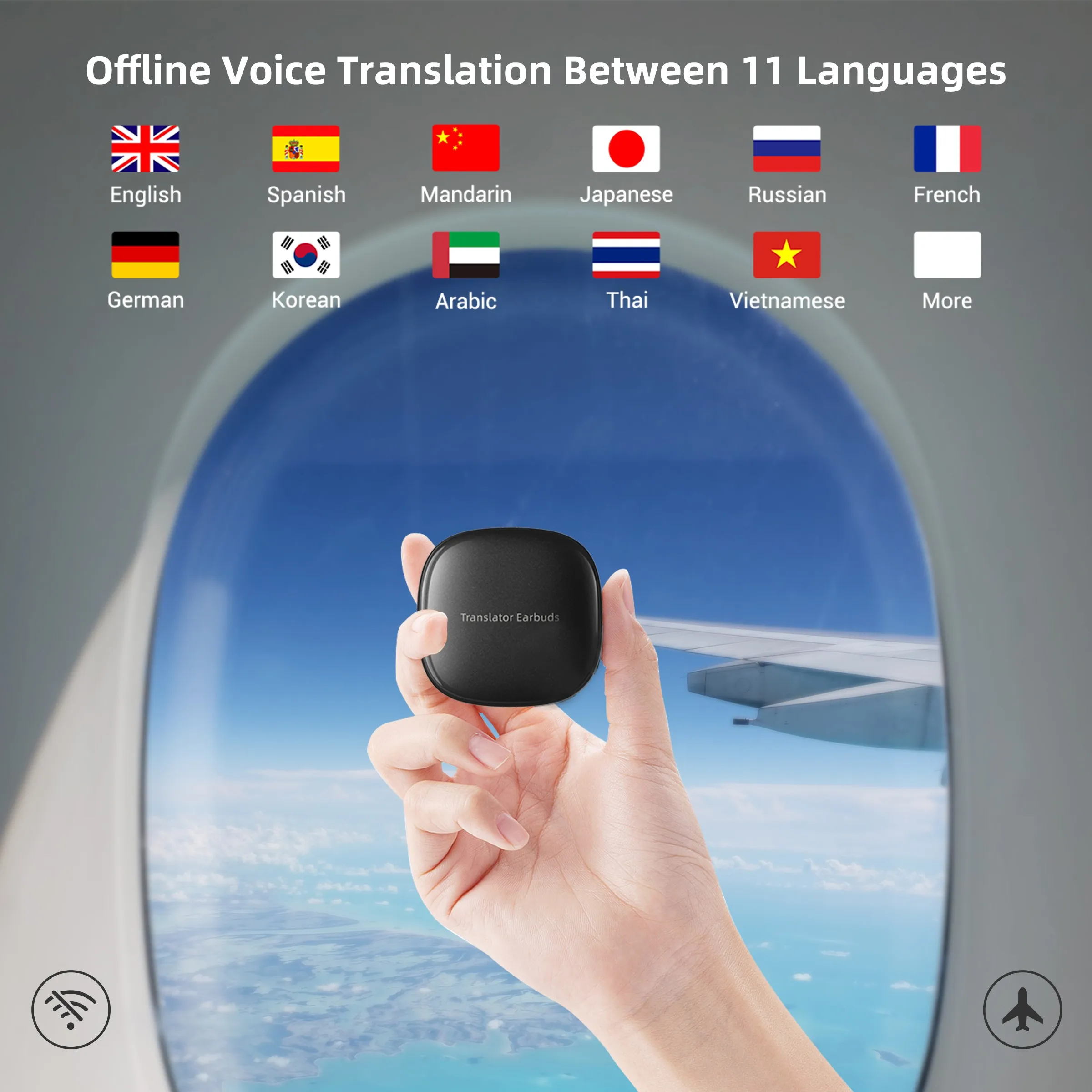 Wooask-M3 Translator Earbuds, Instant Two-Way Voice Translation