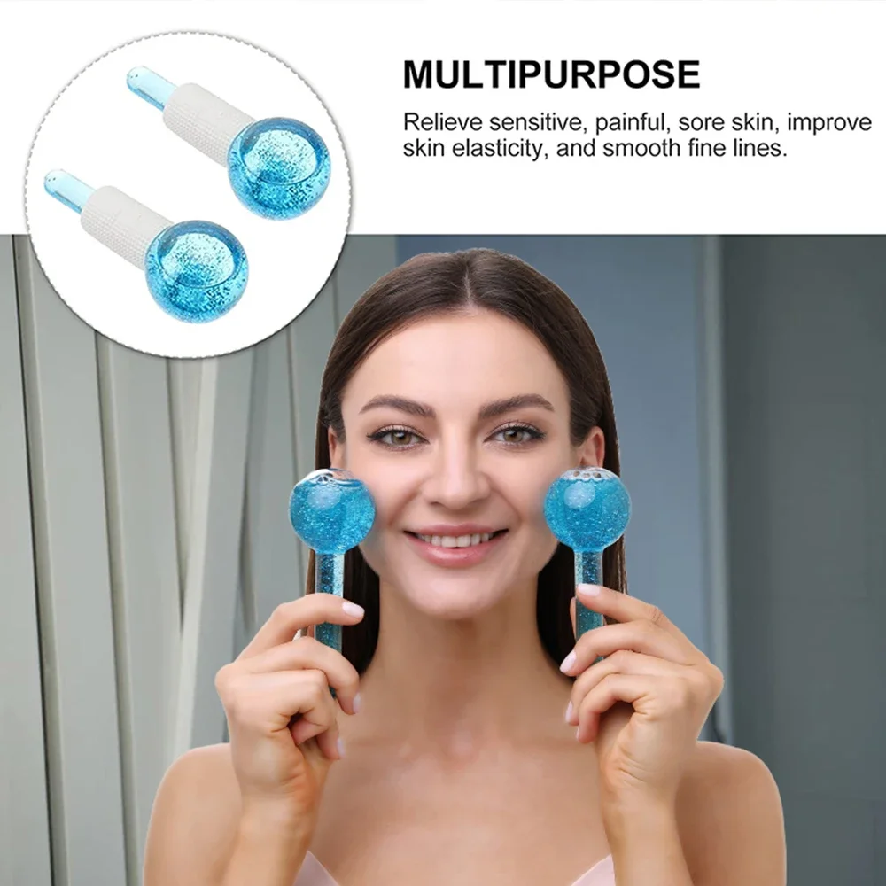 2pcs/Box Large Beauty Ice Hockey Roller Energy Massage Crystal Face and Eye Roller Ball Water Wave Ice Globes Skin Care