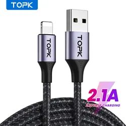 TOPK 3A Fast Charging Micro USB Type-C Phone Charger Cable - 1m (Cable for iPhone)