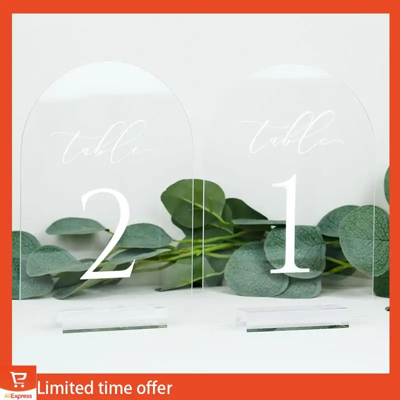Fresh Clear Arch Table Numbers For Wedding,5X7in Arched Acrylic Table Numbers 1-10+Stands,Clear Acrylic Arch Tabletop Sign