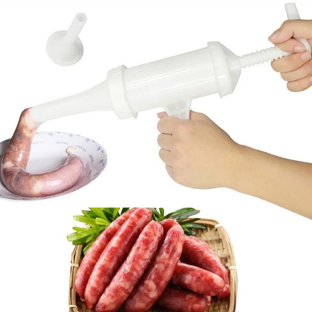 Marginf Manual Sausage Maker Meat Stuffer Syringe Filler Hand Operated Machine with 3pcs Filling Tubes DIY Kitchen Tool 