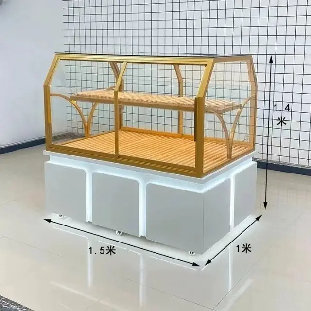 ตู้กระจก t ชั้นวางเค้ก Shop เคาน์เตอร์ Commercial ไม้เนื้อแข็ง Middle Island ตู้โชว์ 4