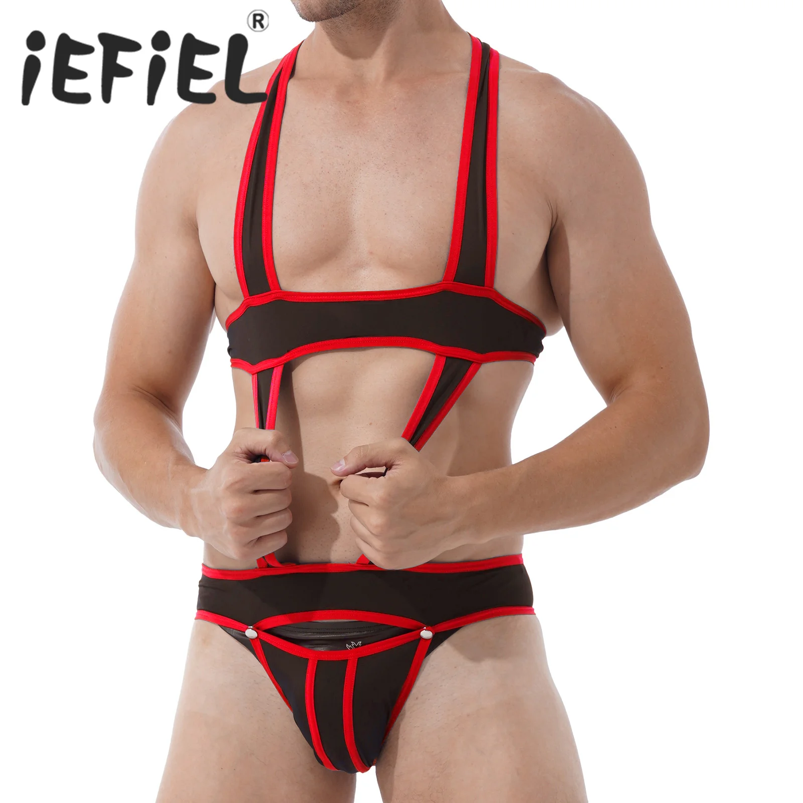 Men's Sexy Bodysuit Exotic Teddies Jockstrap Bodywear Underwear Wrestling Singlet Leotard Jumpsuits Suspender Lingerie Sleepwear