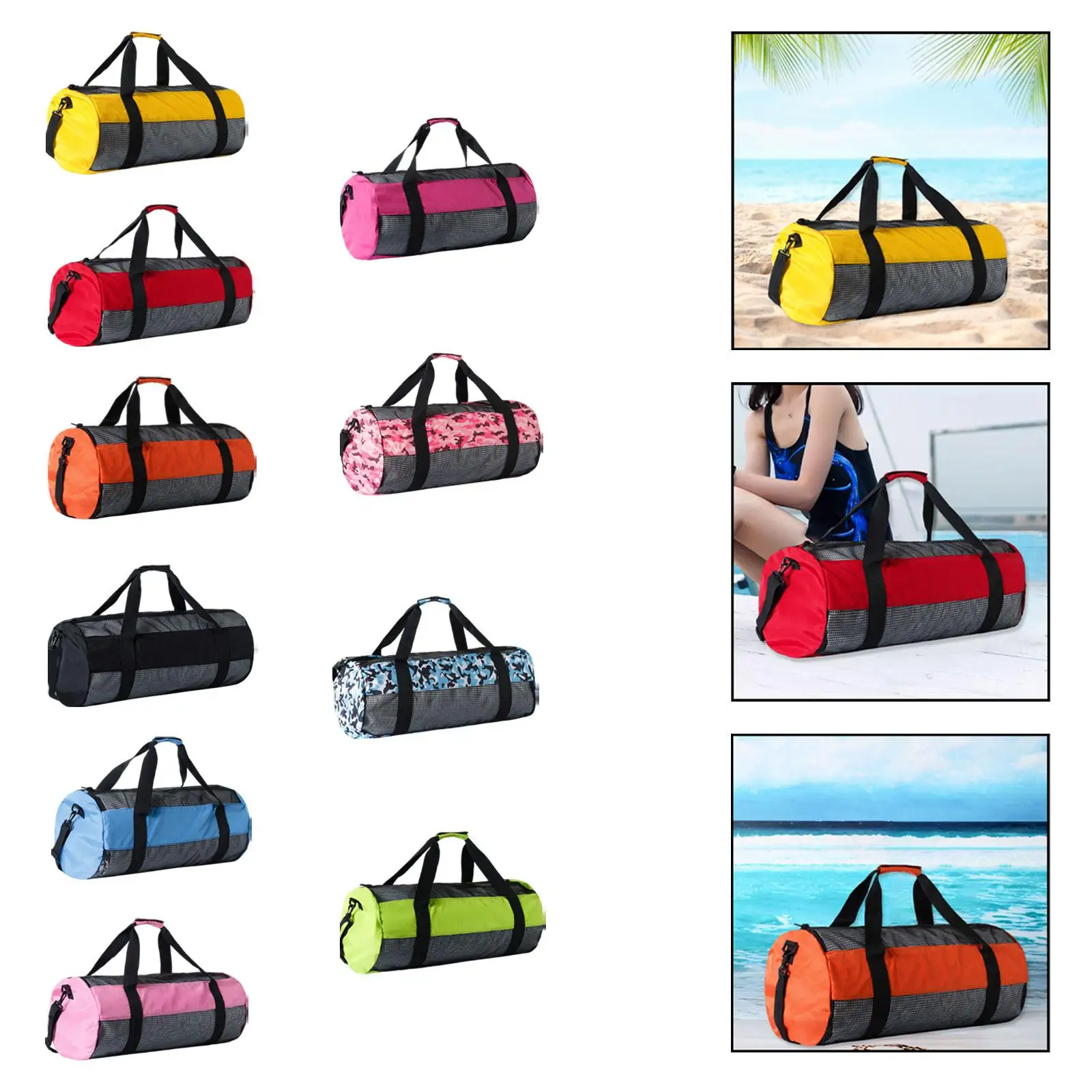 스쿠버 다이빙 메쉬 가방 야외 해변 및 프리다이빙을 위한 경량 더플백 방수 장..