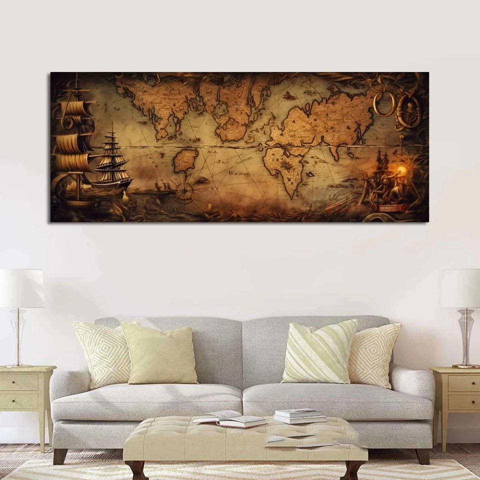 Full Large 5D Diy Diamond Mosaic Nautical Retro Treasure World Map Diamond Painting DIY Cross Stitch Diamond Embroidery G553