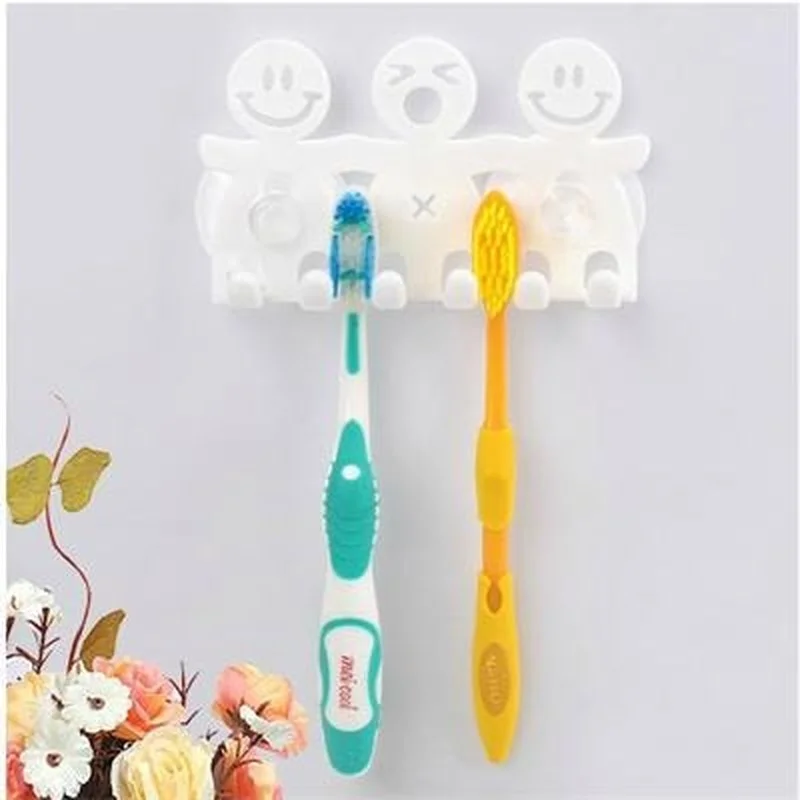 Portable Home Suction Hooks 5 Position Tooth Brush Holder Bathroom Sets Cute Cartoon Sucker Toothbrush Holder Key Hook Kids Gift