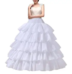 Full Shape Hoop Skirt 5 Ruffles Layers Ball Gown Petticoat Underskirt Slip for Wedding Dress Adjustable Waist