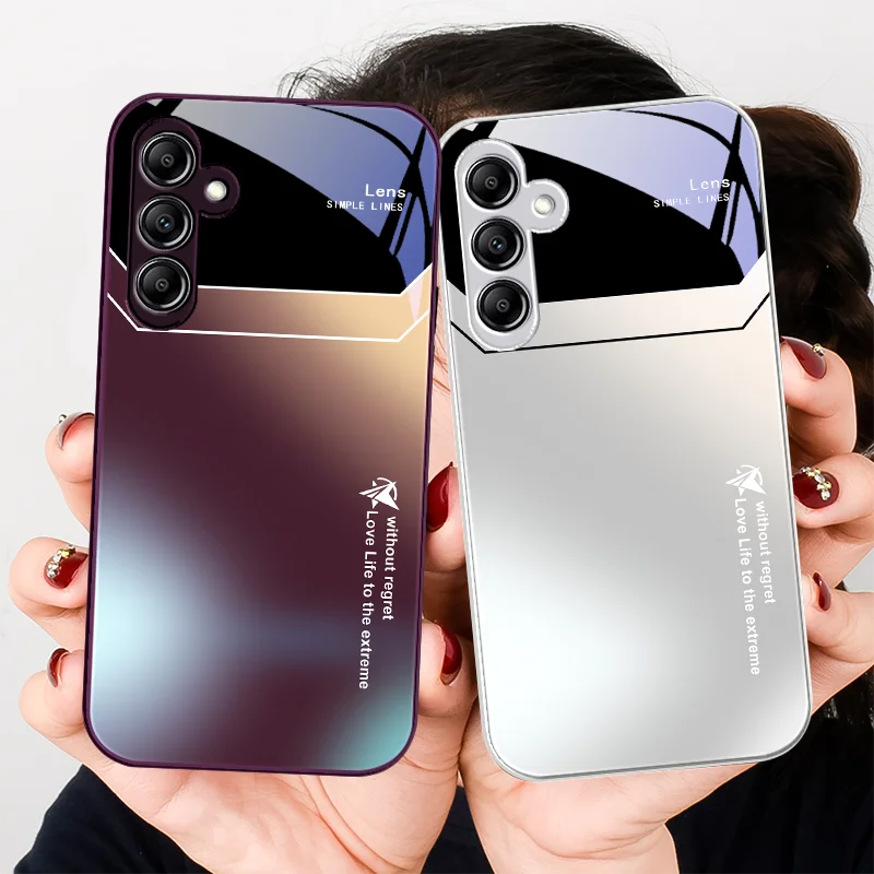 Custodia Per Telefono In Vetro Per Samsung Galaxy A01 A02 03 Core A04 A14 4G A13 54 34 31 20 25 23 22 5G S21 Ultra S20 Gradient Aurora Green