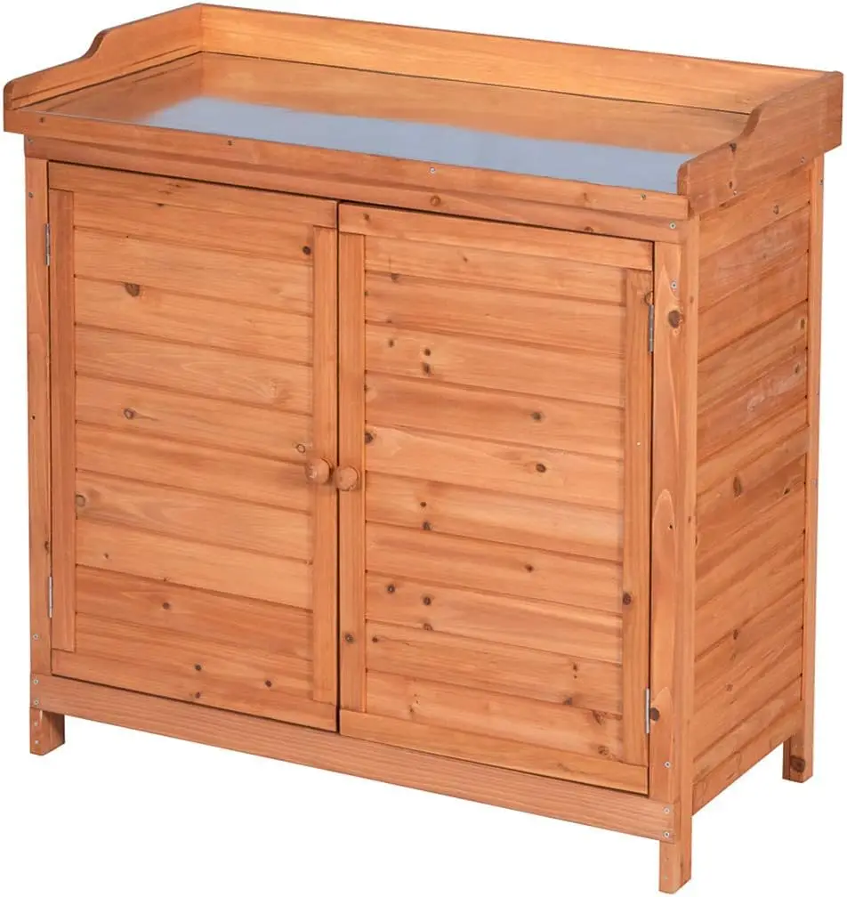 Outdoor Wooden Storage Cabinet with Potting Bench 2