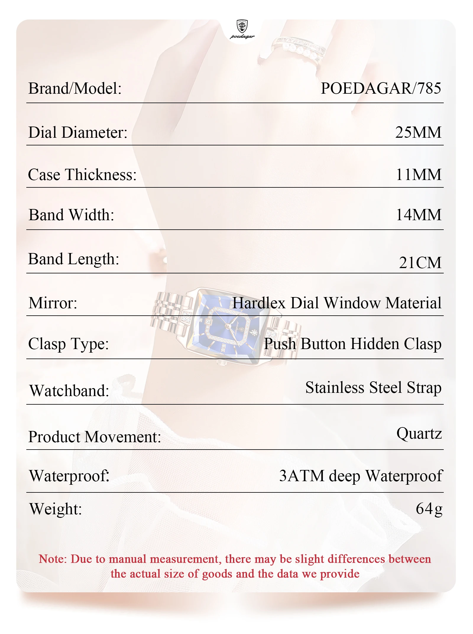 POEDAGAR Luxury Casual Ladies Watch Stainless Steel Waterproof Date Fashion Woman Wristwatch High Quality Quartz Women's Watches