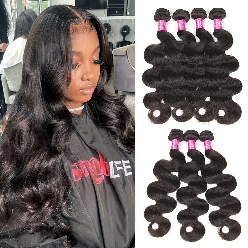 

Peruvian Body Wave Bundles Remy Human Hair Extensions Natural Color Double Weft 1/3/4 Bundle Deals Body Wave Extension