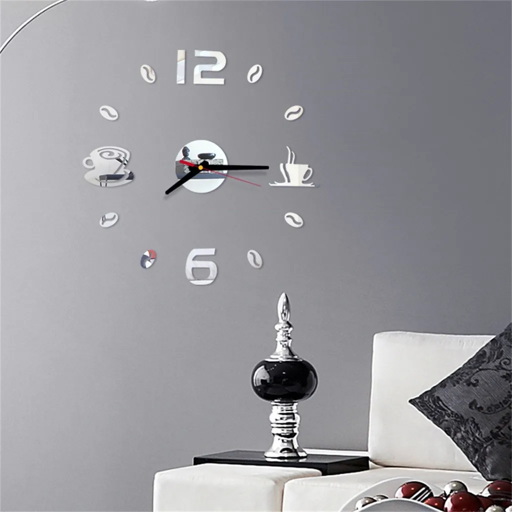 Clock Wall Sticker Fashionable Clock Wall Sticker 3d Diy Roman Numbers Acrylic Mirror Home Decor Mural Decals