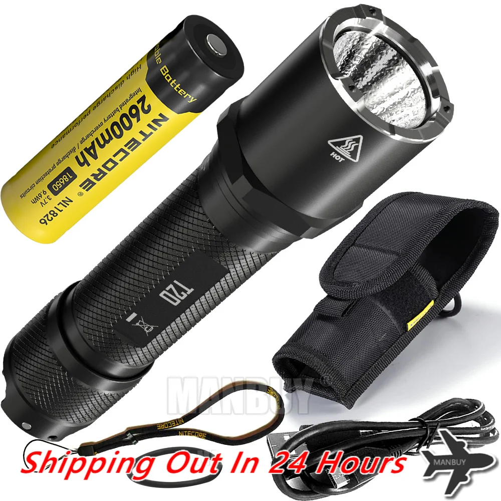 nitecore-屋外戦術懐中電灯usb充電式2600mah18650バッテリーt201300-lms-cree-xp-l2-v6卸売