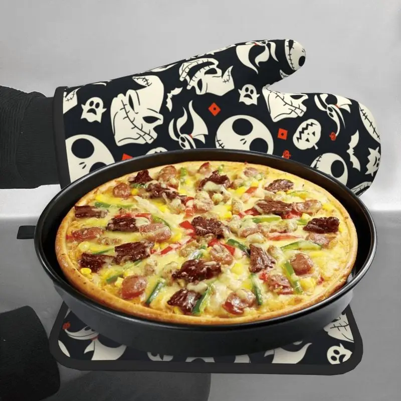 Oven Mitts and Pot Holders Sets 2pcs for Safe BBQ Cooking Baking silicone oven mitts,kitchen gloves,silicone oven gloves,cotton pot holders