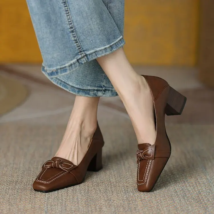 Shoes Women Spring Square Heel Fashion Square Toe Women Shoes 2023