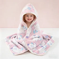 Adorable Baby Hooded Bath Towel & Toddler Wrap Blanket (White Paint on Pink)