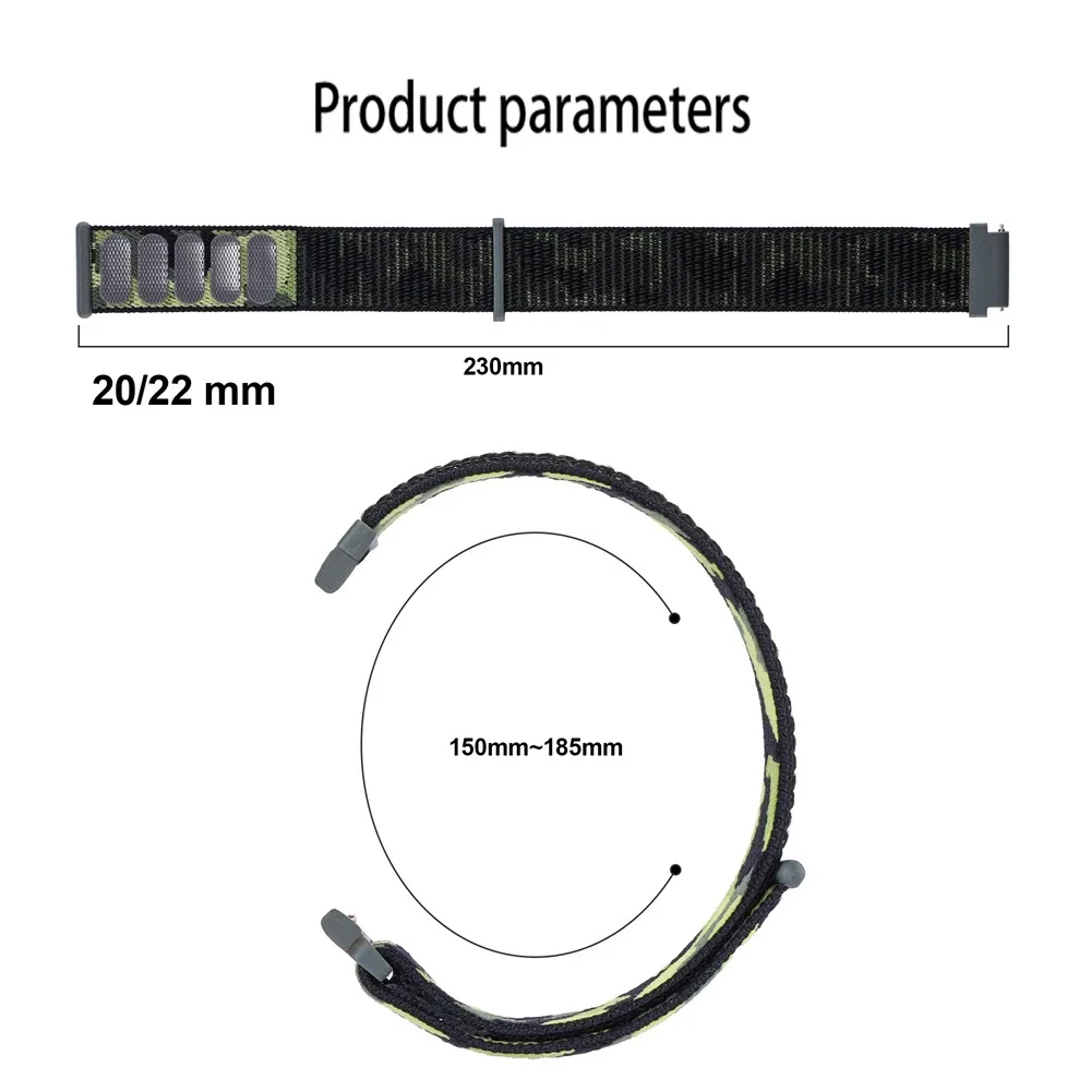 Breathable Nylon Sports Watch Strap - 22mm/20mm Adjustable Wristband