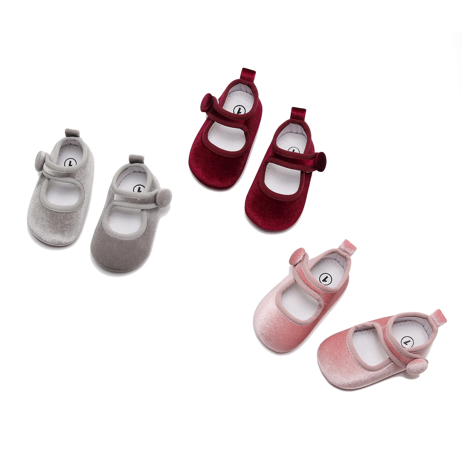 Citgeett Summer Infant Baby Girls Shoes Solid Color Velvet Princess Flats Casual Walking Shoes for Newborn Infant Toddler 1