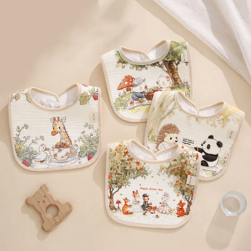 Babadores de algodão impermeáveis para bebé com estampas_voghion.com