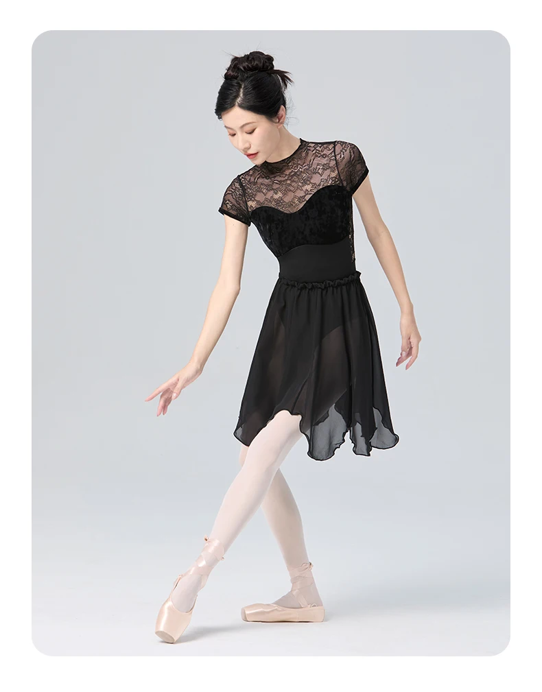 Ballett Tanzrock für Frauen Erwachsene Teen lyrische weiße schwarze Blütenblatt geformte Chiffon Rock Ballerina Tanz Übungs röcke – Detail 8