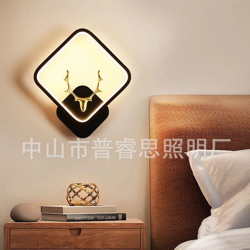 

Indoor Wall Lamp Led Bedroom Bedside Minimalist Light Luxury 12W Antlers Living Room Study Wall-Mounted Wall Lamp