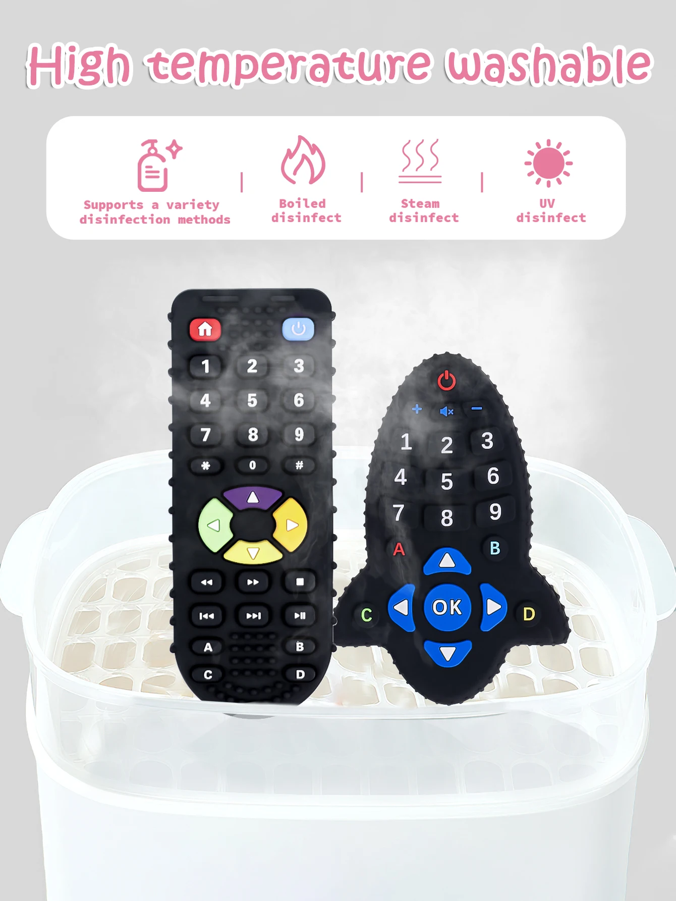 1pcs Baby Silicone Teether BPA Free Remote Control Shape Teether Rodent Gum Pain Relief Teething Toy Kids Sensory Educational silicone teething toys silicone teether