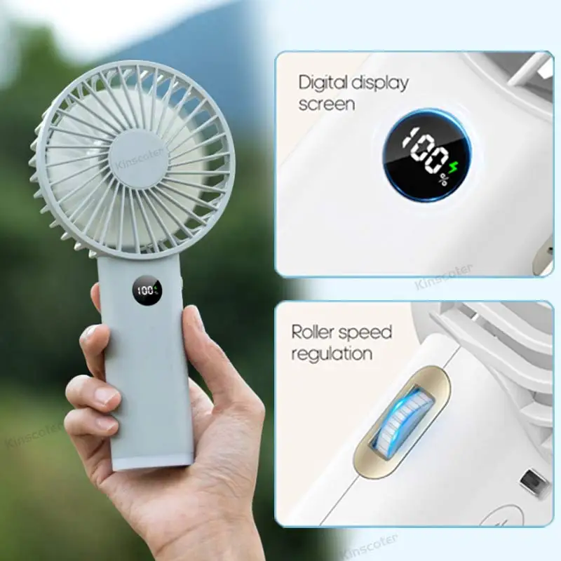 New Handheld Personal Fan Portable Mini USB Hand Fan 3600mAh Rechargeable Mini Fan with Stepless Speed Control Display Nightligh