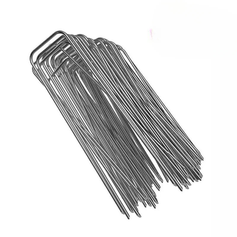 Steel Landscape Stakes Staples Pegs Garden Pins Securing Weed Fabric 50Pcs