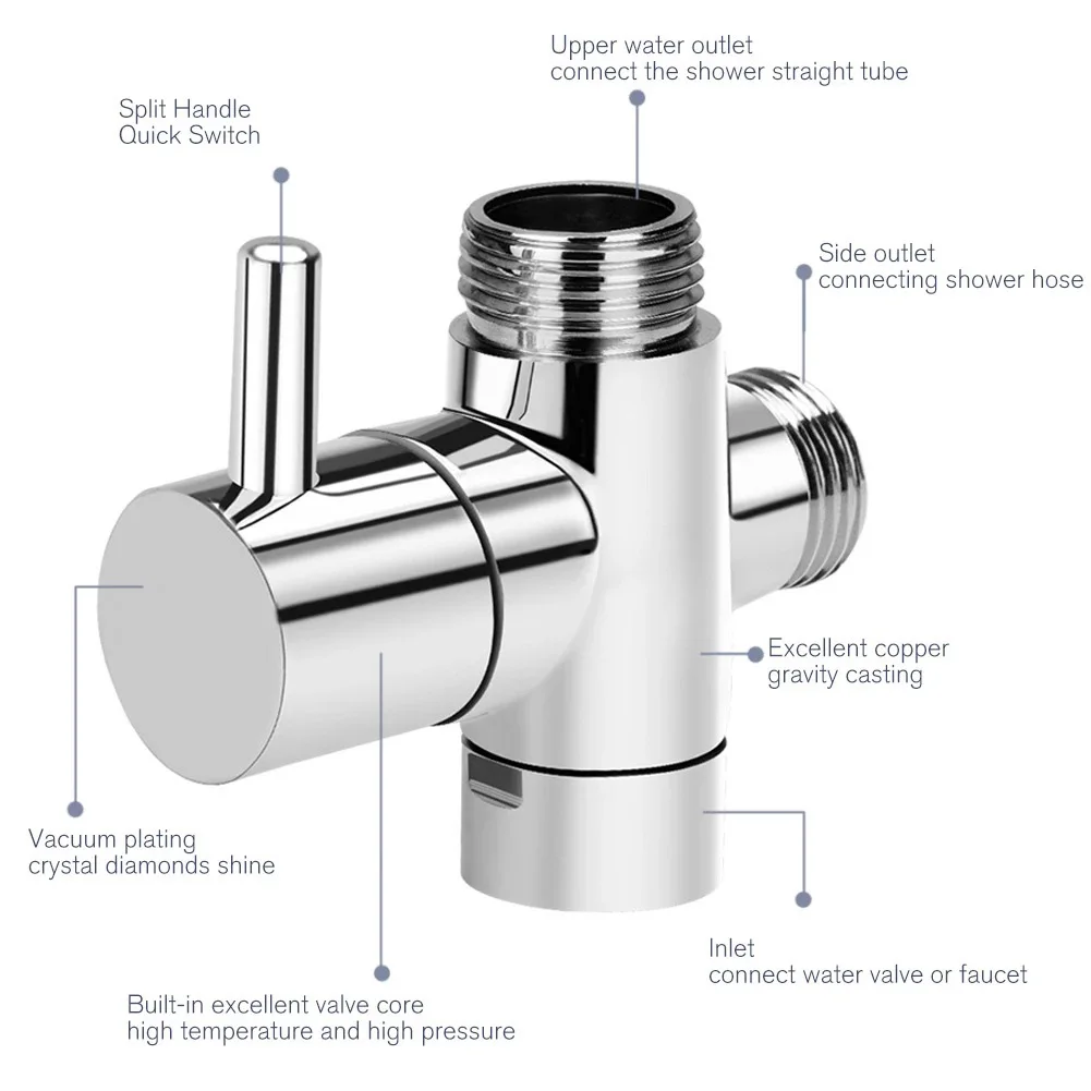 3 Way Diverter Valve ABS Water Separator Adjustable Shower Tee Adapter Shower Head Diverter Valve For Home Bathroom diverter valve shower head diverter valve t adapter valve
