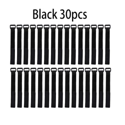 Fishing Rod Strap Holder Belt with Hook and Loop Fastener (Black 30pcs)