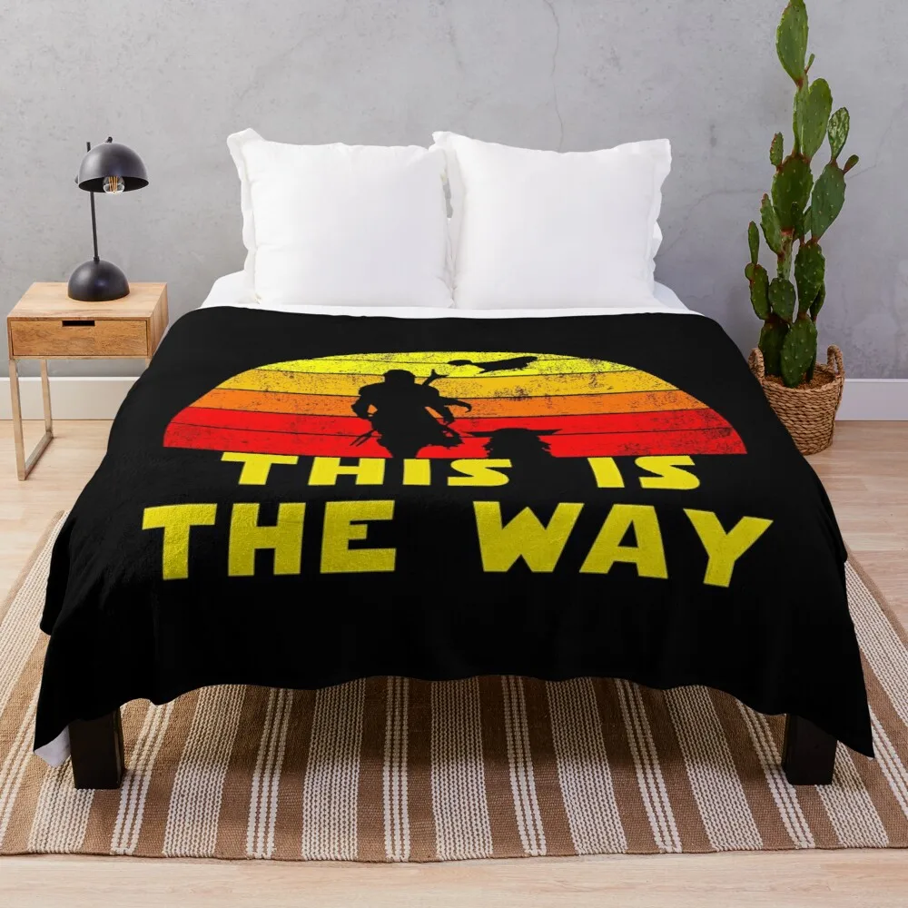 

Retro of mando and the baby Throw Blanket fur blanket