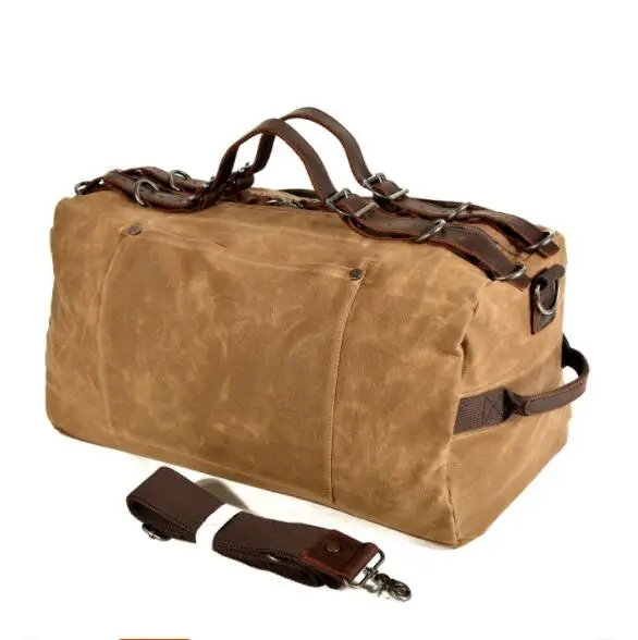 

Gym Bag Men Duffel Retro Waxed Canvas Travel Bags Hand Luggage 가방 Designer Weekend Bag Waterproof Outdoor sport travel sac bolsa