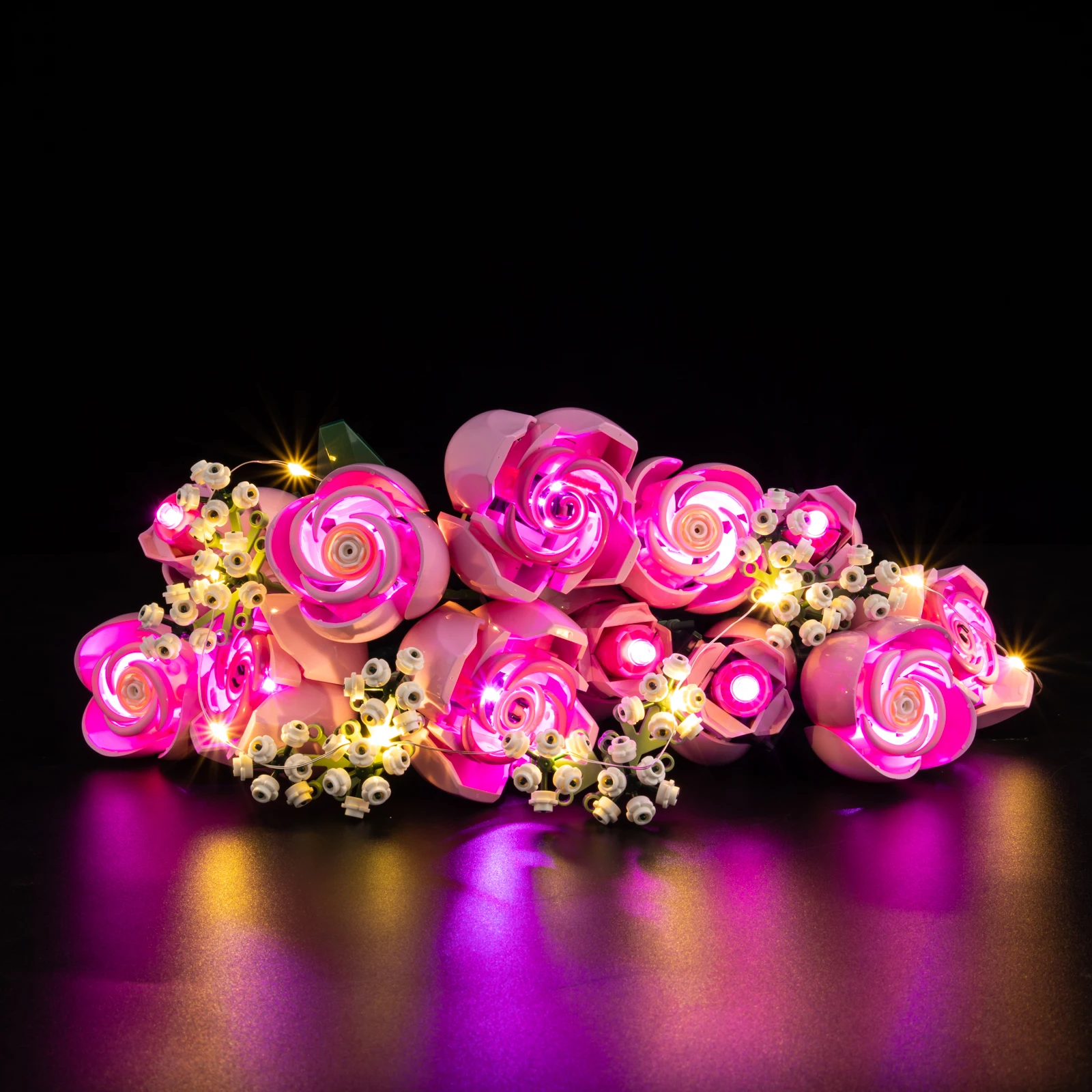 LED-Beleuchtungsset für Lego, Blumenstrauß aus rosa Rosen, Modell 10374, DIY-Spielzeug-Set, nicht im Lieferumfang enthalten, Bausteine – Detail 1