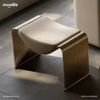 Poggiapiedi per corridoio italiano Panca per trucco ottomana Sgabelli per ospiti di design in acciaio inossidabile Sgabello per cambio scarpe Mobili FS+ 1