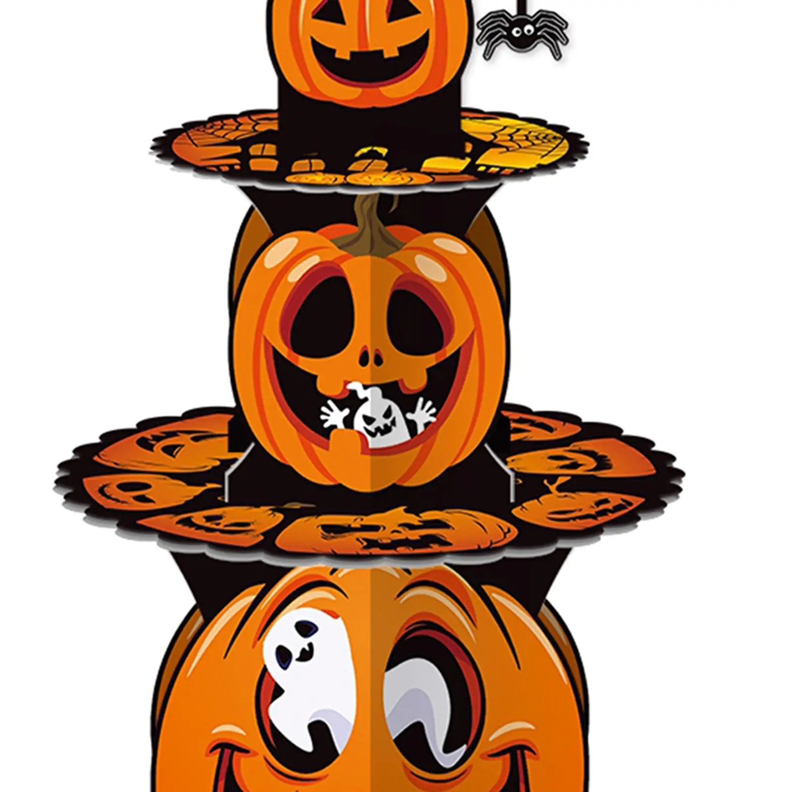 

Halloween Cupcake Stand 3 Tier Fruit Pastry Holder Halloween Decoration Pumpkin Layered Cake Stand for Desktop Wedding Tea Party