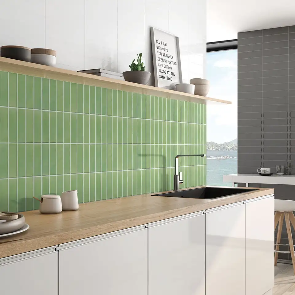 Peel And Stick Wall Tiles 10-Pack Sage Green 3D Herringbone Vinyl Wall ...